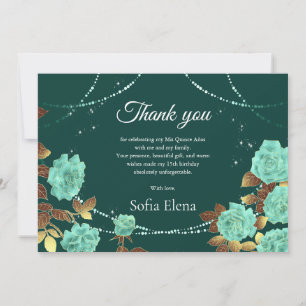 Smaragdgroene Rozen Quinceanera Kaart