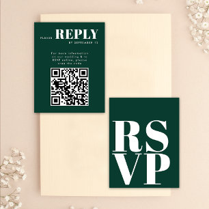 Smaragdgroene RSVP-kaarten voor Huwelijks QR-code RSVP Kaartje