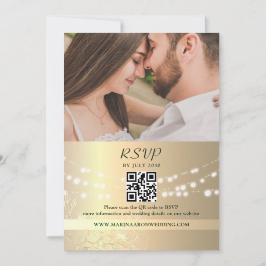 Smaragdgroene Rustieke Houten Trouw-QR-code Kaart (Achterkant)