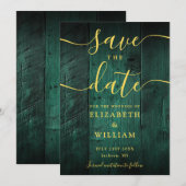 Smaragdgroene Rustieke Schuur Hout Boho Trouw Save The Date (Voorkant / Achterkant)