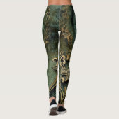 Smaragdgroene Rustieke Steampunk Klok Leggings (Achterkant)