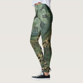 Smaragdgroene Rustieke Steampunk Klok Leggings (Links)