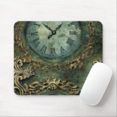 Smaragdgroene Rustieke Steampunk Klok Muismat (Met muis)