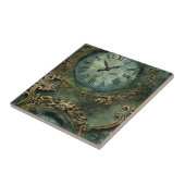 Smaragdgroene Rustieke Steampunk Klok Tegeltje (Zijkant)