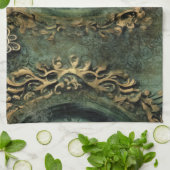 Smaragdgroene Rustieke Steampunk Klok Theedoek (Gevouwen)