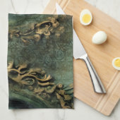 Smaragdgroene Rustieke Steampunk Klok Theedoek (Quarter Fold)