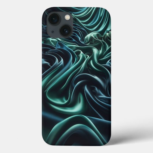 Smaragdgroene Satijnen Golven Hoesje - Luxe Zijde (Achterkant)