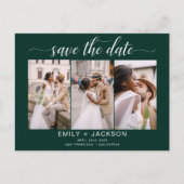 Smaragdgroene Save the Date 4 Foto Modern Briefkaart (Voorkant)