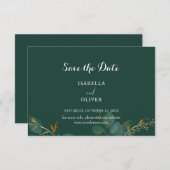 Smaragdgroene Save the Date | Horizontale Kaart (Voorkant / Achterkant)