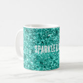 Smaragdgroene schittering koffiemok (Voorkant links)