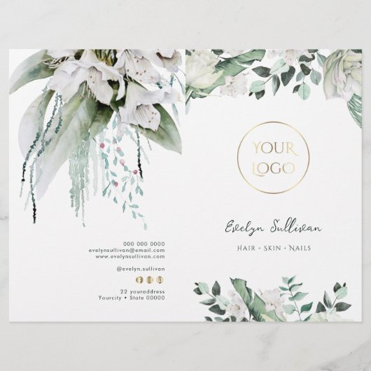 Smaragdgroene service menubrochure (Voorkant)