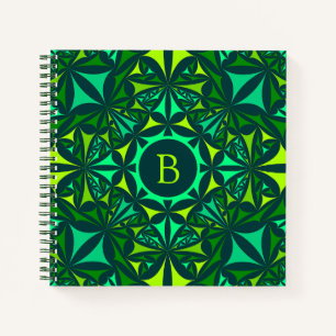 Smaragdgroene Sierlijke Kaleidoscoop Monogram Notitieboek