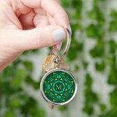 Smaragdgroene Sierlijke Kaleidoscoop Monogram Sleutelhanger (Hand)
