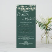 Smaragdgroene Slingerlichten Signature Trouwmenu Menu (Staand voorkant)