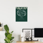Smaragdgroene slingerlichten Trouw welkomstbord Poster (Thuiskantoor)
