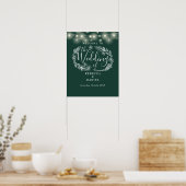 Smaragdgroene slingerlichten Trouw welkomstbord Poster (Keuken)