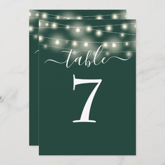 Smaragdgroene Slingerlichtjes Tafelnummer (Voorkant / Achterkant)