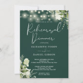 Smaragdgroene snoerlichten proefdinersfeer kaart (Voorkant)