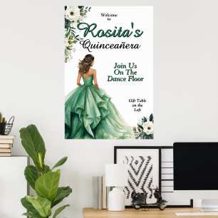 Smaragdgroene Spaanse 15e verjaardag Quinceanera Poster