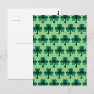 Smaragdgroene sprankelende Shamrock-patroon salieg Briefkaart