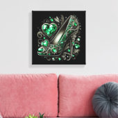 Smaragdgroene Stiletto Hoge Hakken met Harten Canvas Afdruk (Insitu (Woonkamer))