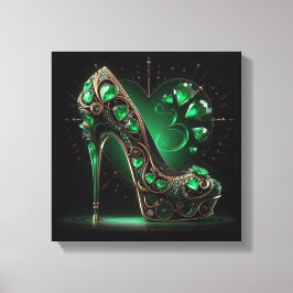 Smaragdgroene stiletto's en diamantvormige harten canvas afdruk