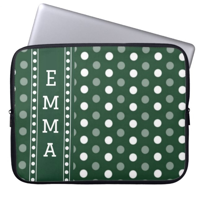 Smaragdgroene Stippen Laptop Sleeve (Voorkant)