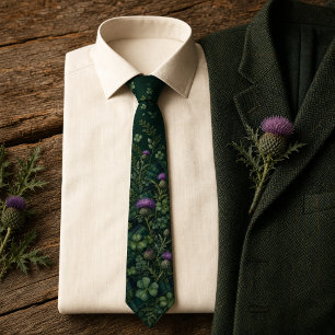Smaragdgroene Tartan Schotse Distel Stropdas