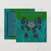 Smaragdgroene Teal Blauwe Quinceanera Kaart (Voorkant / Achterkant)