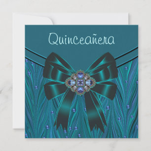 Smaragdgroene Teal Blauwe Quinceanera Kaart