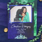 Smaragdgroene tiara, saffier blauw quinceanera kaart