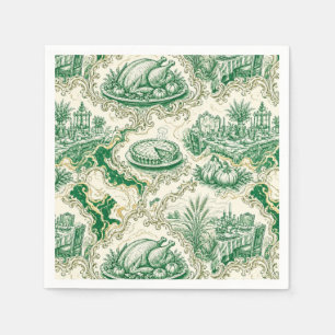 Smaragdgroene Toile Thanksgiving Cocktailservetjes Servet