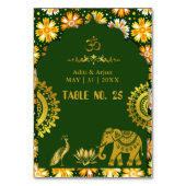 Smaragdgroene traditionele hindoemotieven bruiloft kaart (Achterkant)