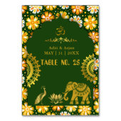 Smaragdgroene traditionele hindoemotieven bruiloft kaart (Voorkant)