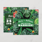 Smaragdgroene tropische jungle bestemmingsbruiloft save the date (Voorkant / Achterkant)