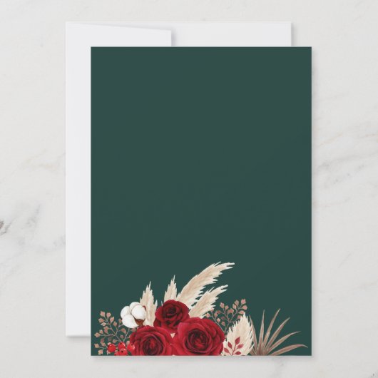 Smaragdgroene tropische Rozen bruiloft uitnodiging (Achterkant)
