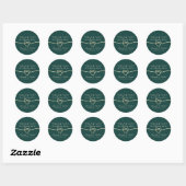 Smaragdgroene Trouw Dank Je Ronde Sticker (Vel)