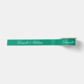 Smaragdgroene Trouw Elegante Script Calligrafie Satijnen Lint (Voorkant)
