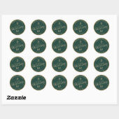 Smaragdgroene Trouw Monogram Ronde Sticker (Vel)