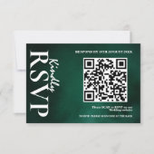 Smaragdgroene Trouw QR Code RSVP Kaartje (Voorkant)