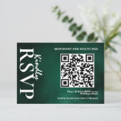 Smaragdgroene Trouw QR Code RSVP Kaartje (Staand voorkant)