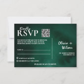 Smaragdgroene Trouw QR Code RSVP Kaartje (Achterkant)