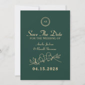 Smaragdgroene Trouw Save The Date (Voorkant)