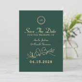 Smaragdgroene Trouw Save The Date (Staand voorkant)