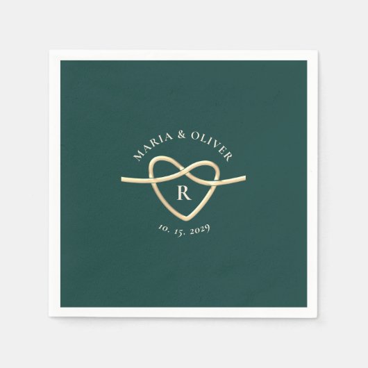 Smaragdgroene Trouwerij met Monogram Servet (Voorkant)