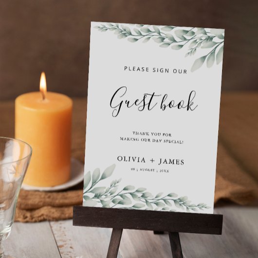 Smaragdgroene trouwgastboek teken sjabloon kaart