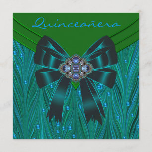 Smaragdgroene Turquoise Blauwe Quinceanera Kaart