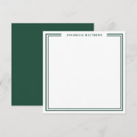 Smaragdgroene Twee Rand Naam Monogram Vierkant