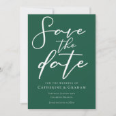Smaragdgroene typografie Chic Forest Save The Date (Voorkant)