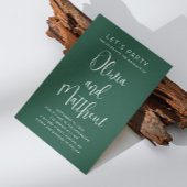 Smaragdgroene typografie script bruiloft + QR Kaart